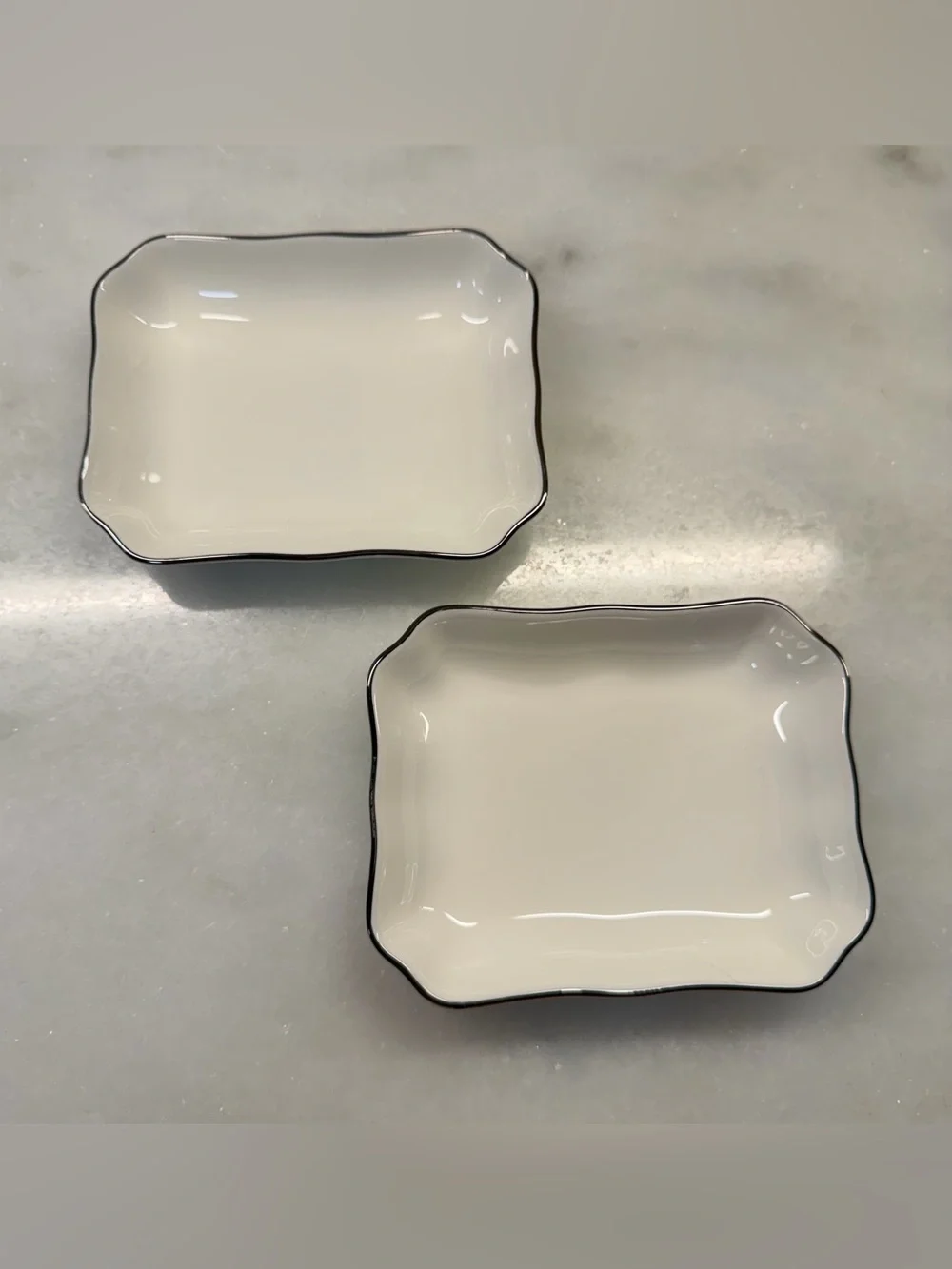 Mikasa Platinum Halo FX036 Bone China Japan Set of 2 Small Rectangle Dishes 5”